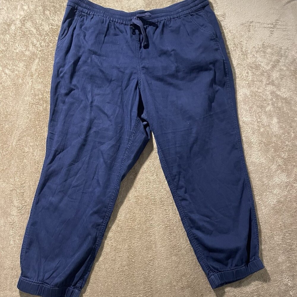 J. Crew Pants Womens Sz 18 Plus Pull On Joggers Navy Blue Stretch Drawstring